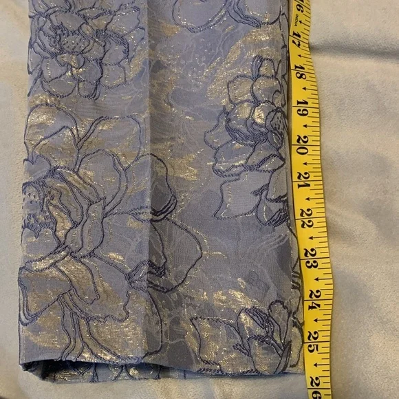 Tahari Arthur S Levine periwinkle Blue Gold silver metallic jacquard pants 10P - Picture 10 of 11
